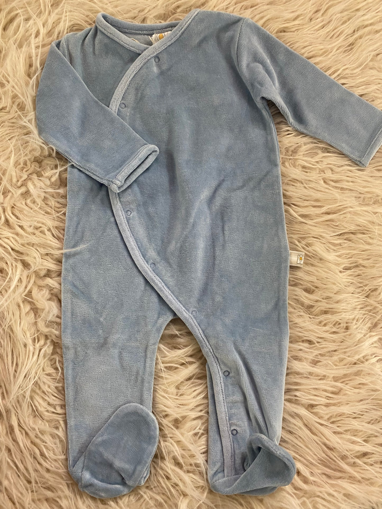 Tutina intera ciniglia bio colore azzurro polvere