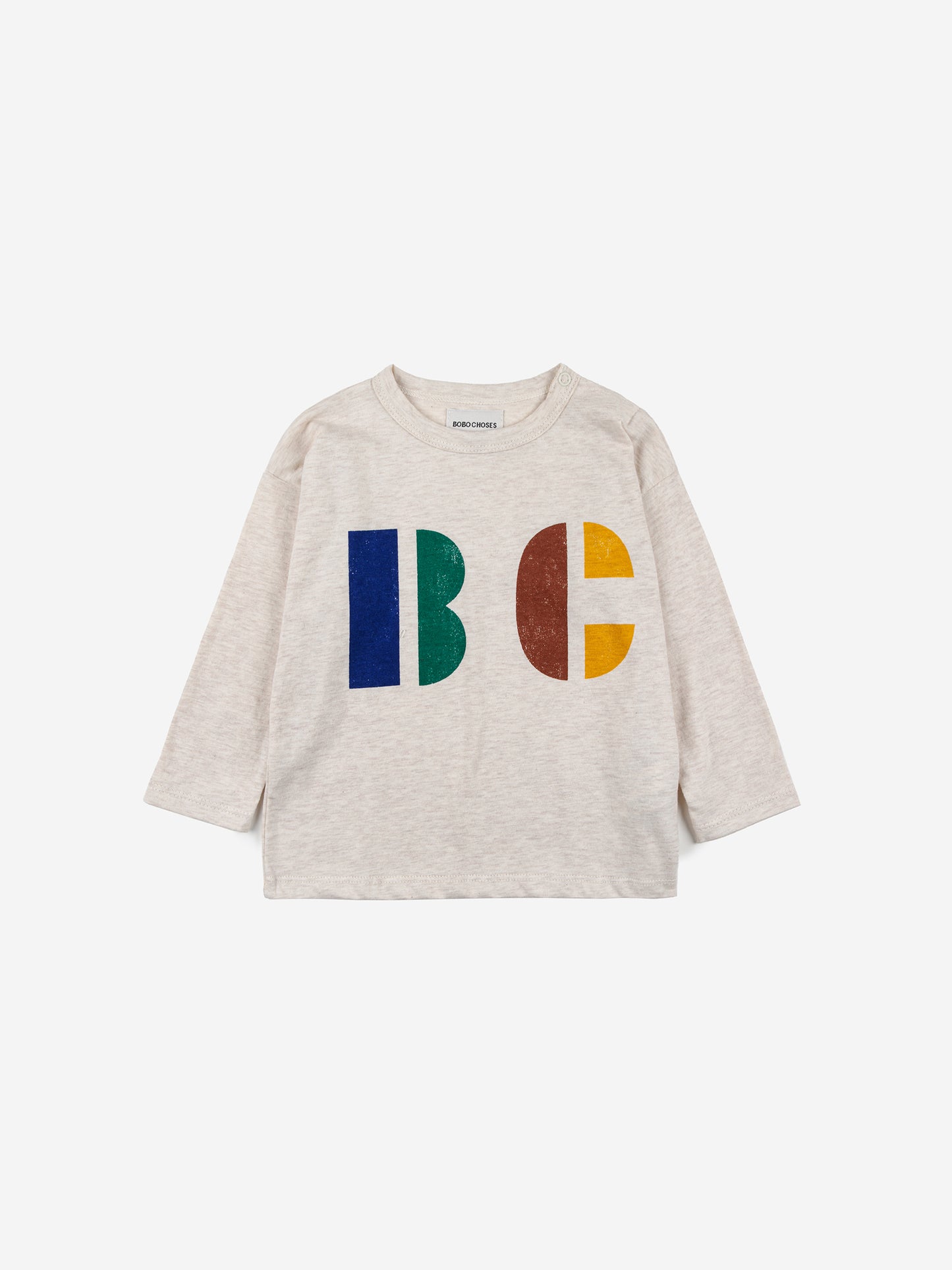 T-shirt bambino in cotone beige stampa B C