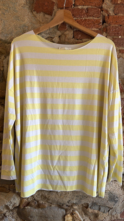 T-shirt Basic riga bianco giallo