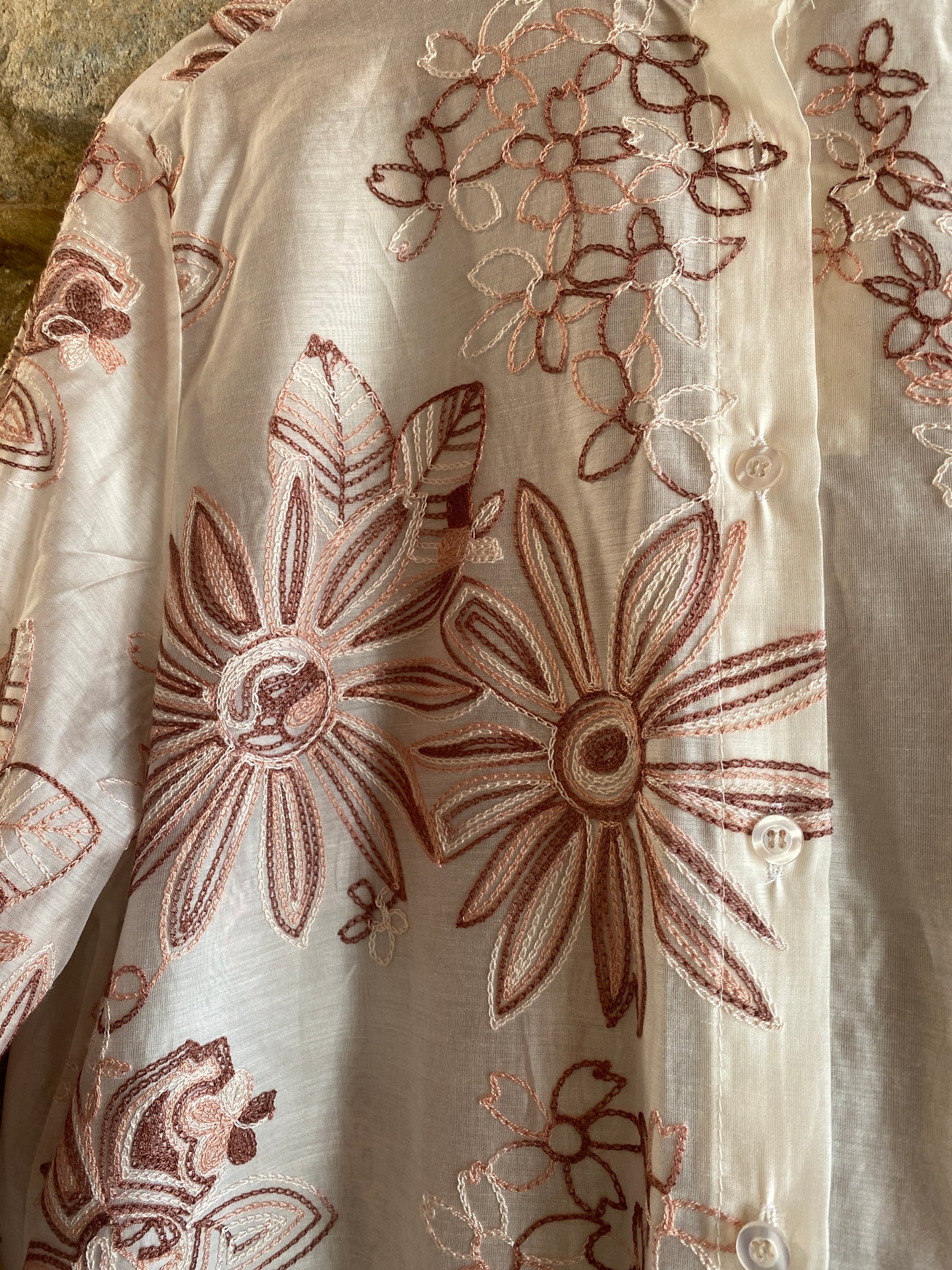 Camicia Fleur champagne e rose