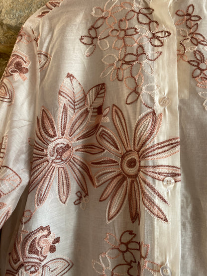 Camicia Fleur champagne e rose