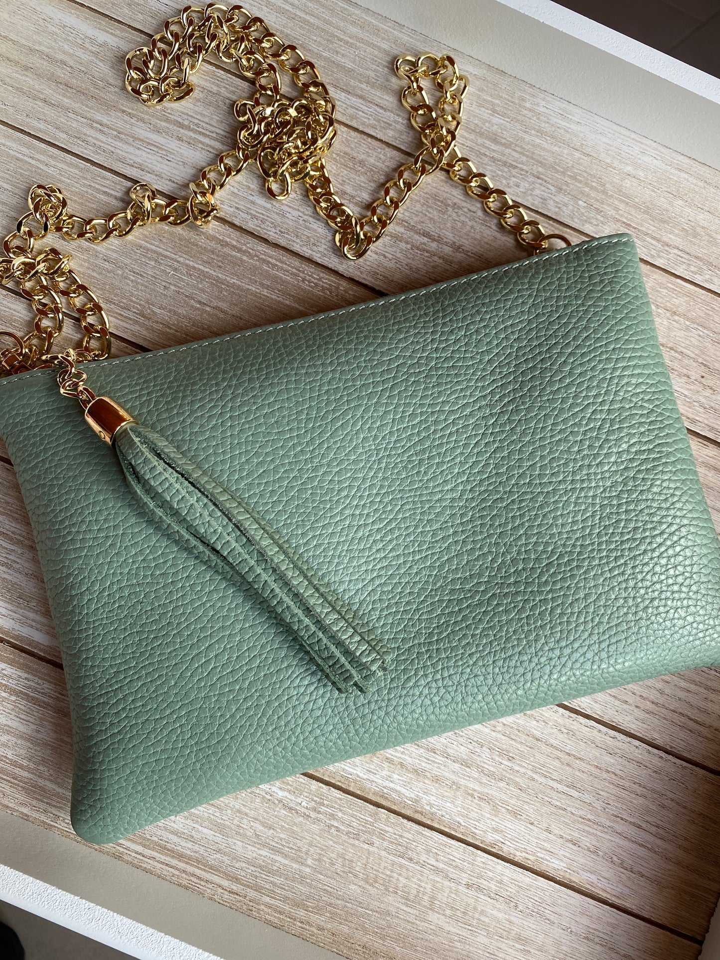 Pochette Mimì in pelle mint
