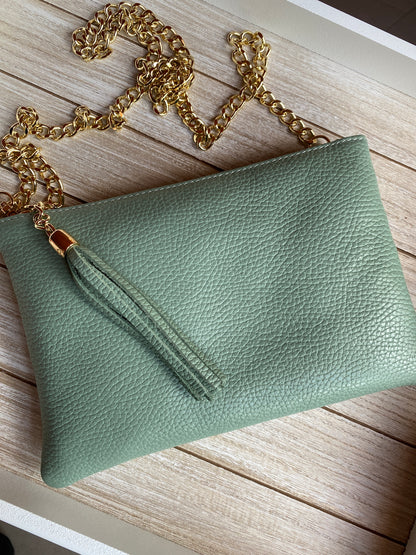 Pochette Mimì in pelle mint