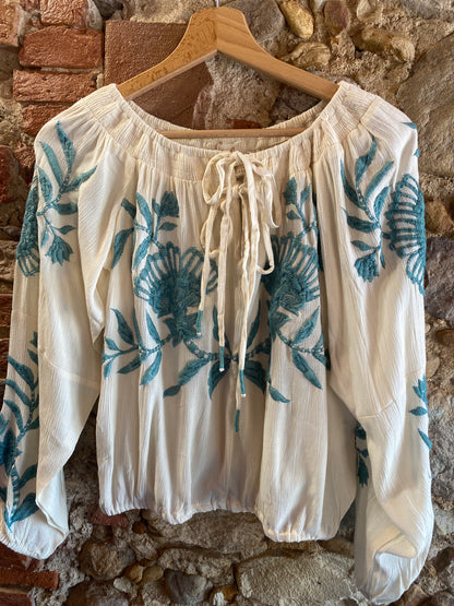 Blusa WISA écru ricami tiffany