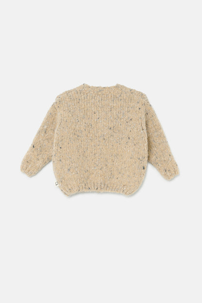Cardigan in lana colore sabbia mélange