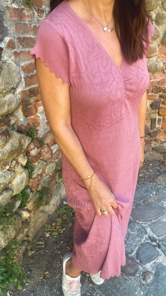 Abito in maglia di viscosa colore lampone
