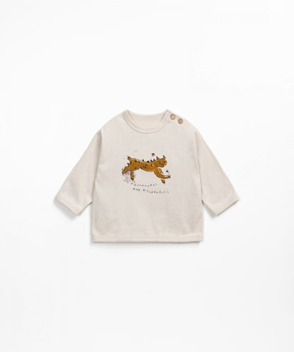 T-shirt colore beige stampa lince