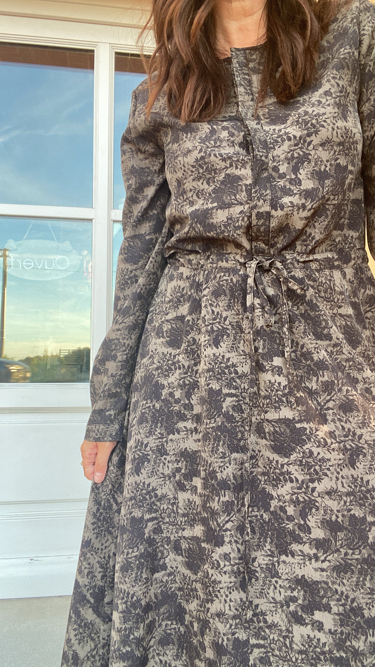 Abito Vintage nero verde fantasia fiori