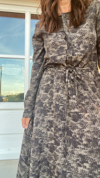 Abito Vintage nero verde fantasia fiori