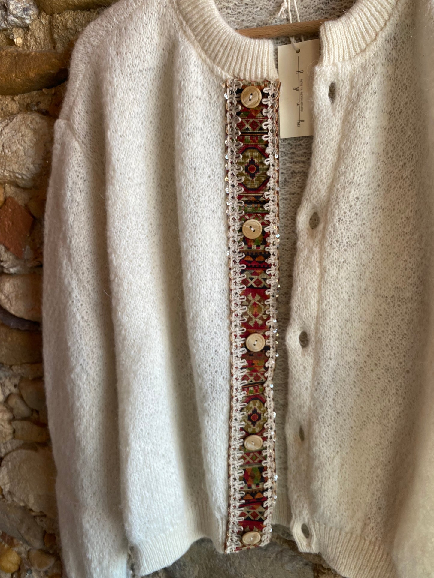 Cardigan Lana e mohair colore latte