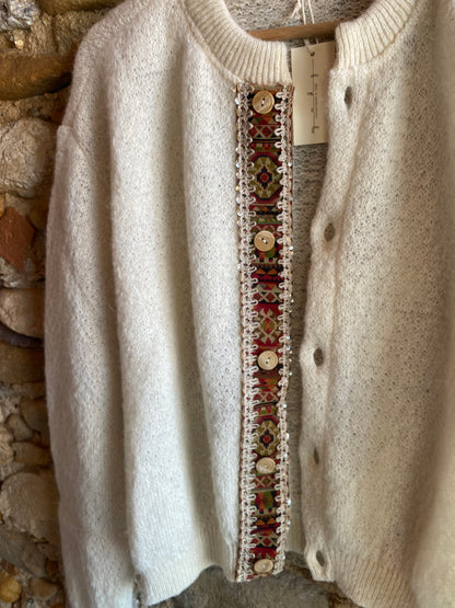 Cardigan Lana e mohair colore latte