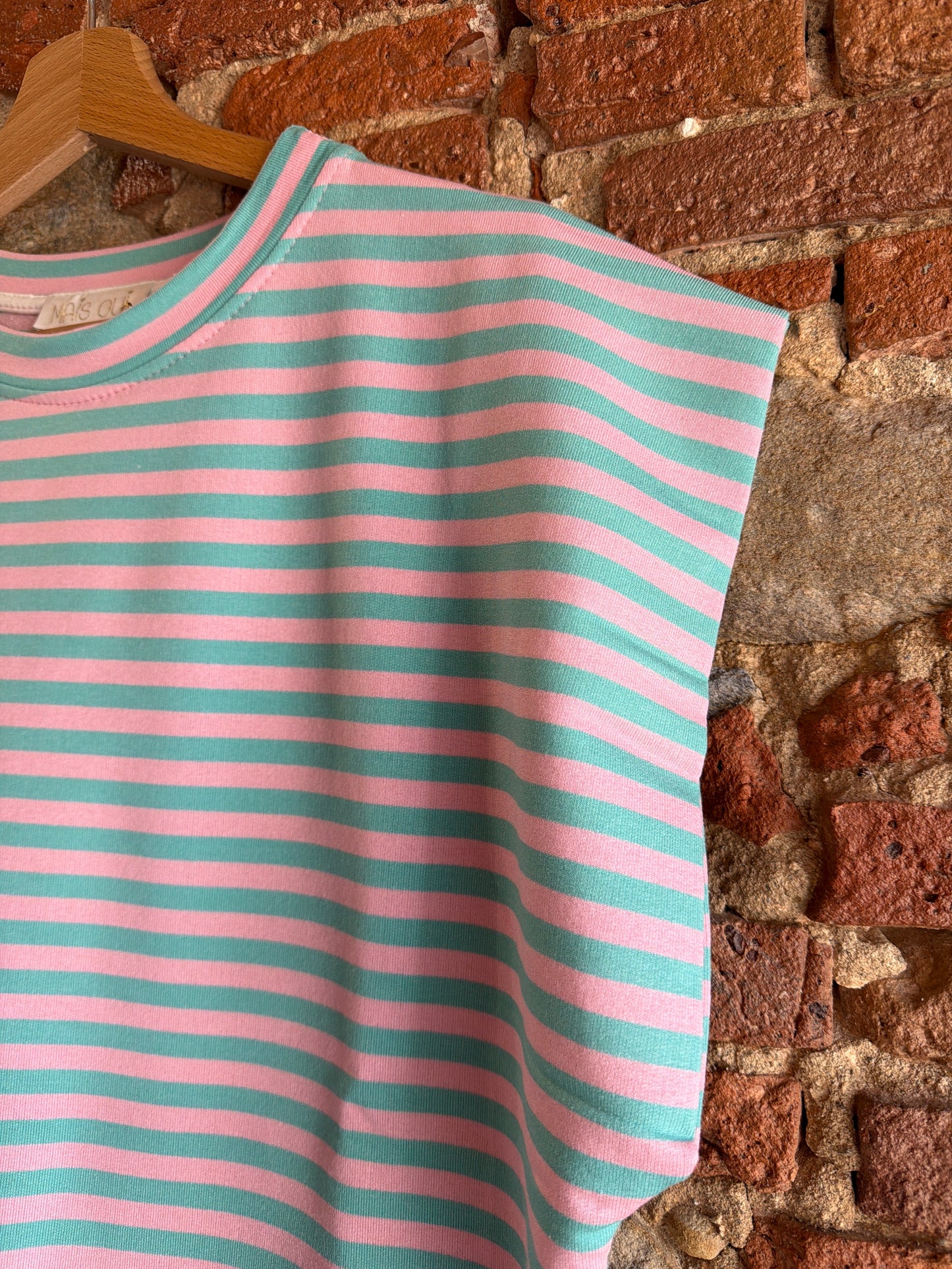T-shirt Enora riga rosa tiffany