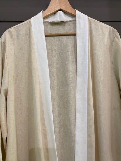 Charlotte Kimono donna in Lino e viscosa colore panna e bianco