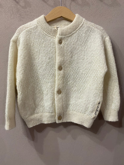 Cardigan in Lana e mohair colore latte