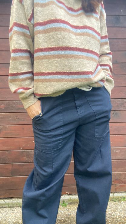 Pantalone Carrot blu navy