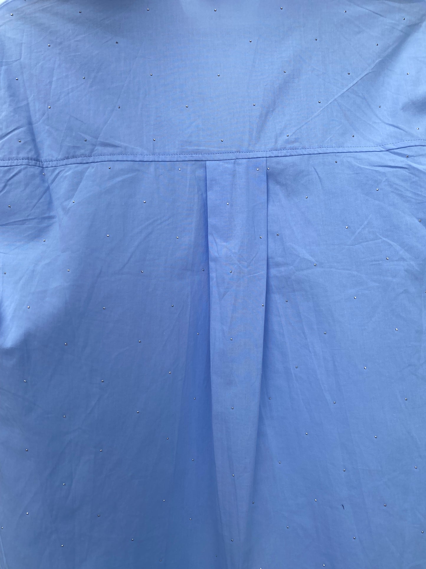 Cloe’ camicia in cotone colore azzurro con micro punti luce