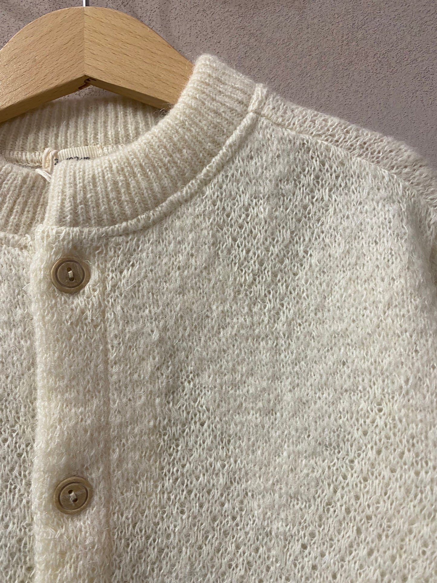 Cardigan in Lana e mohair colore latte