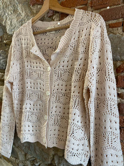 Cardigan in maglia écru