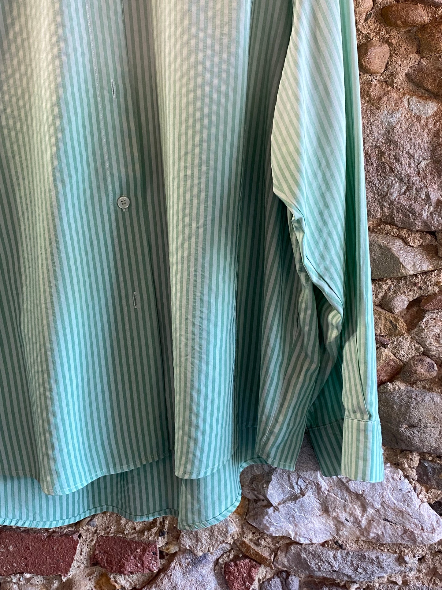 Camicia Apple viscosa riga verde