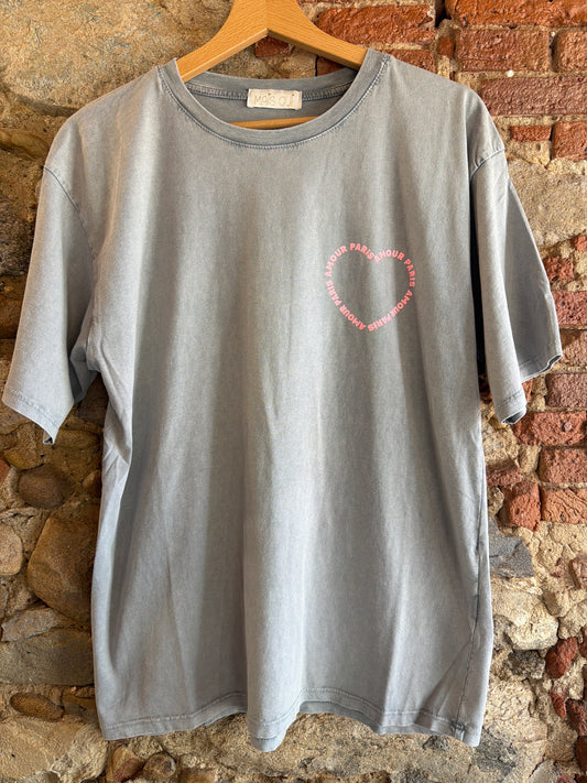 T-Shirt Amour Paris grigia