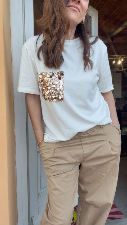 T-shirt Sparkle oro rosa