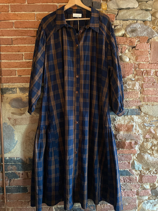 Abito Pauline check blu brown