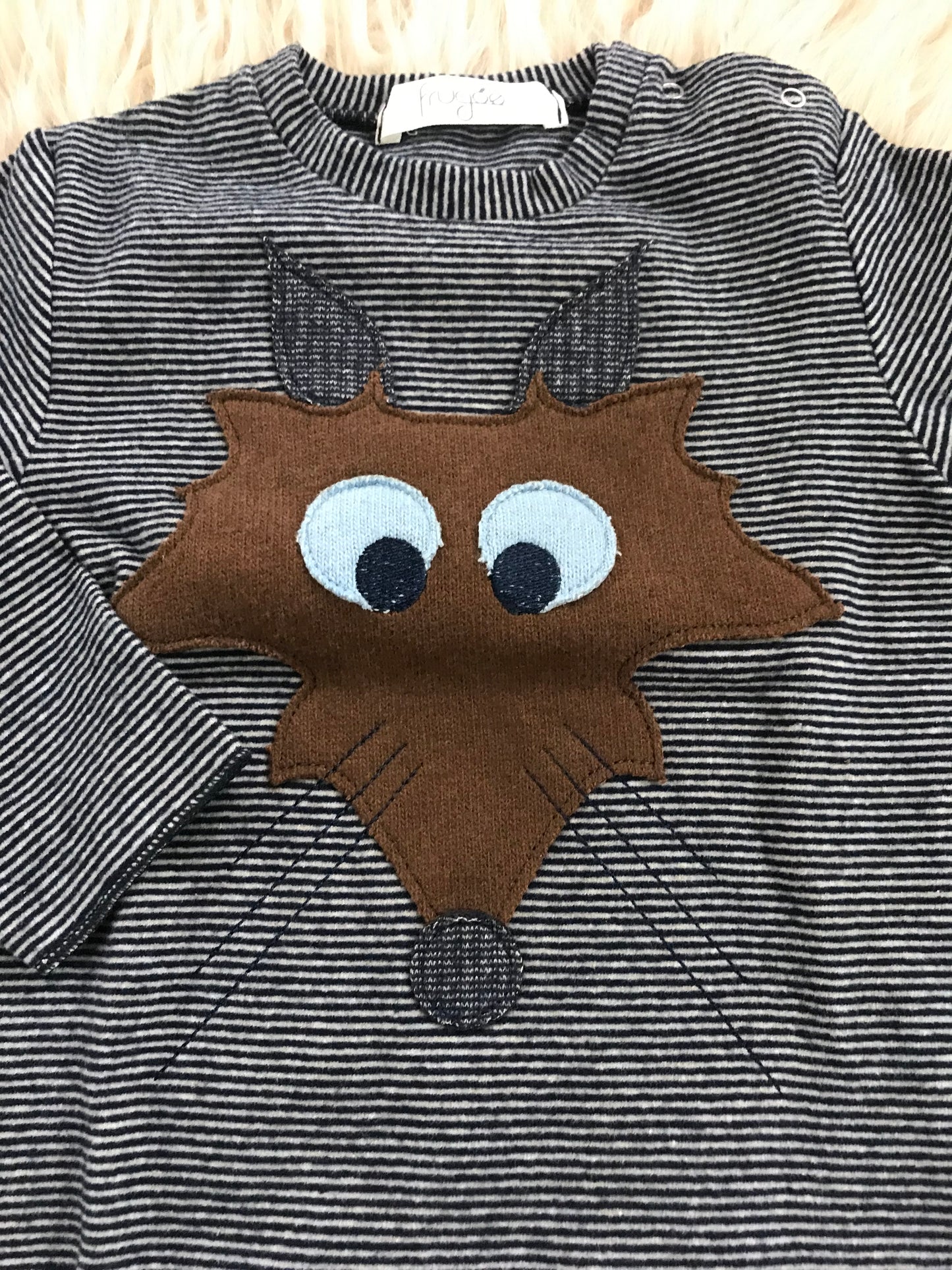 Maglia caldo cotone a righe panna e blu lupo