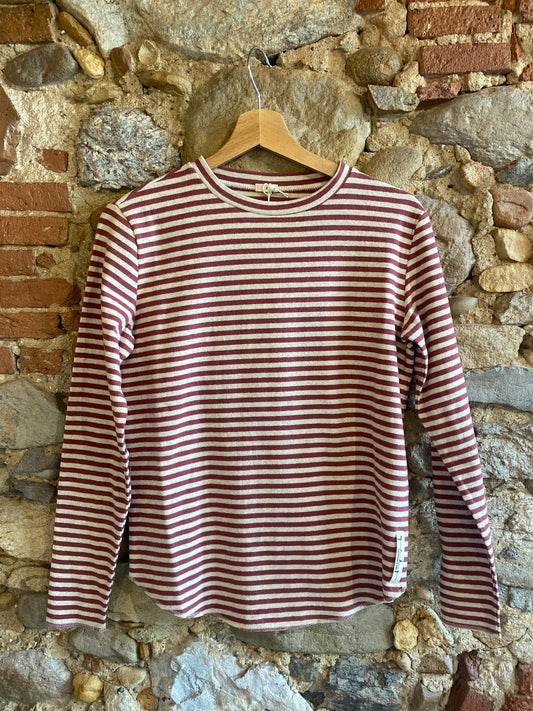 Maglia rigata beige old rose