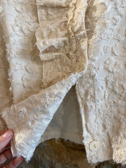 Giacca in felpa di cotone sfilacciata colore panna