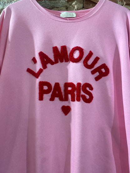 Felpa L’Amour Paris rosa bubble