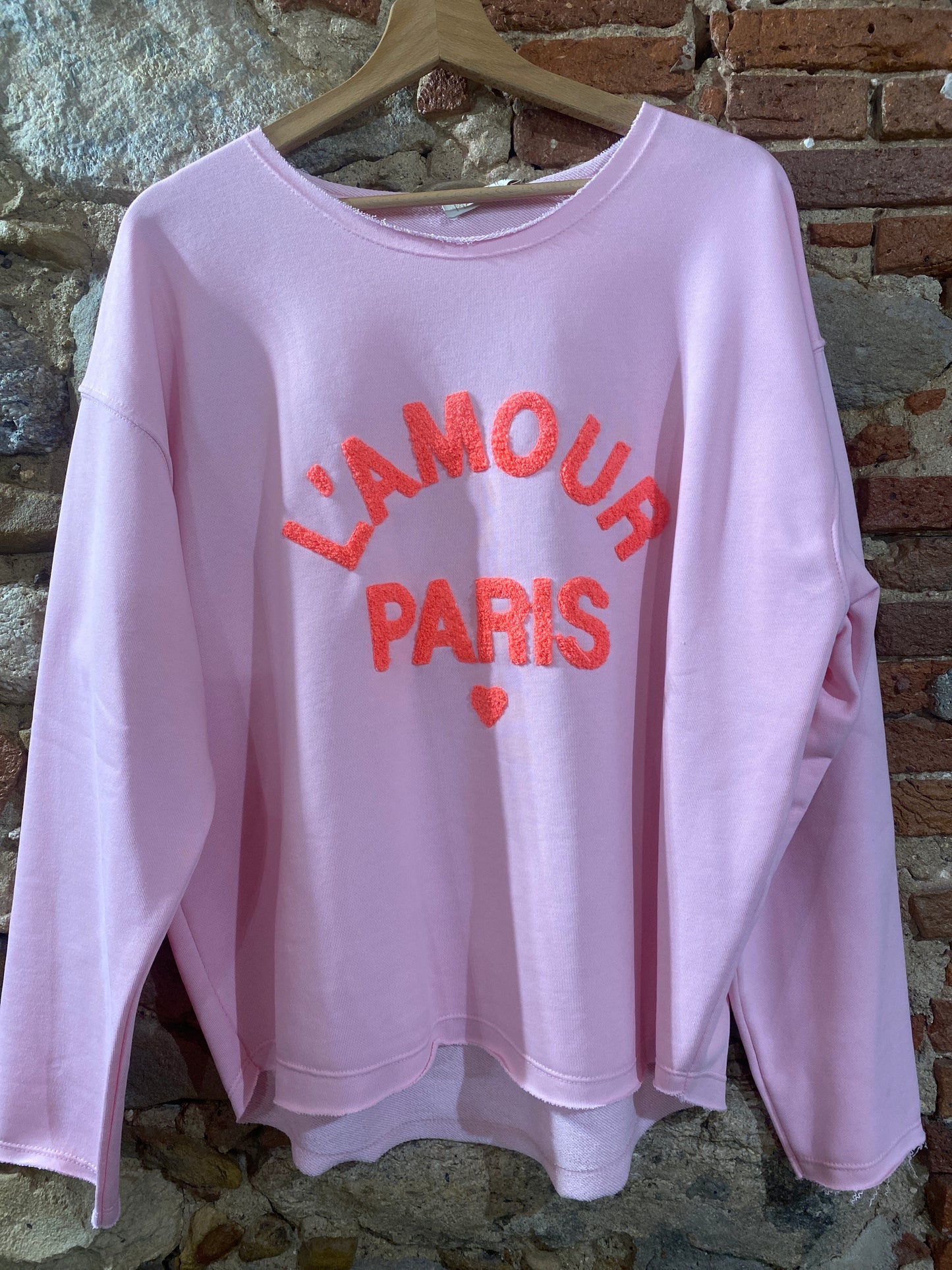 Felpa L’Amour Paris rosa chiaro