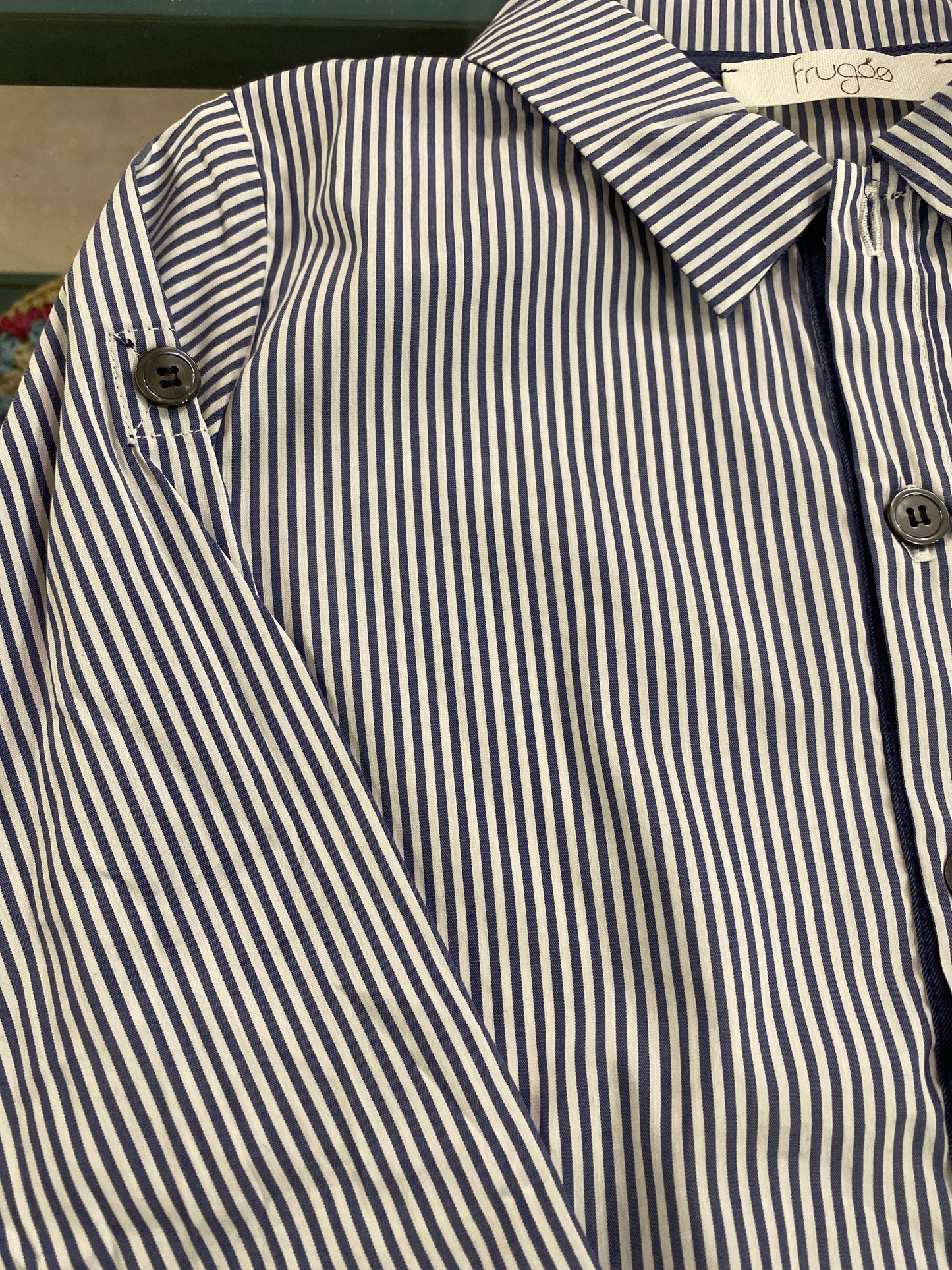 Camicia cotone riga bianco blu