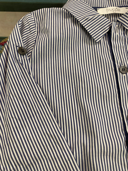 Camicia cotone riga bianco blu