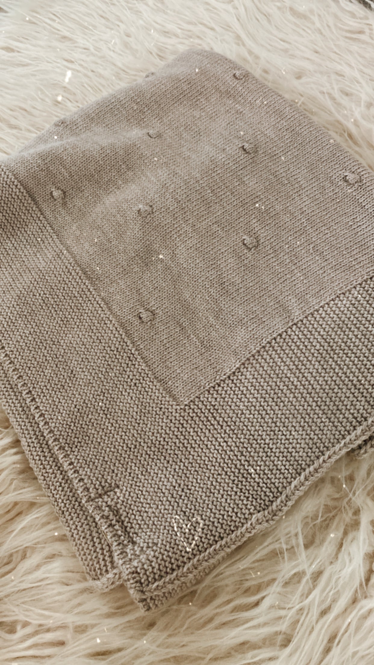 Coperta in lana merino colore tortora