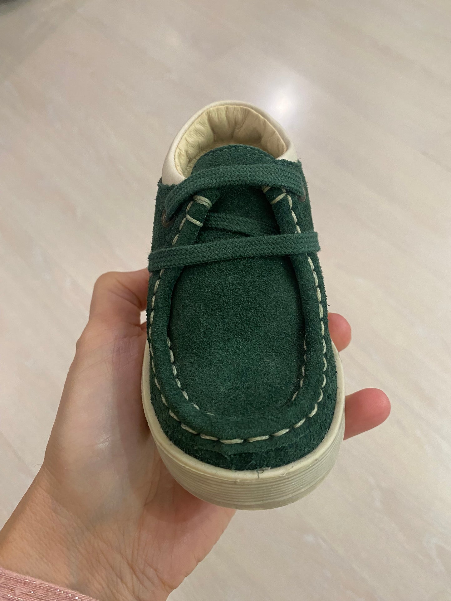 scarpine bambino in suede colore verde bosco
