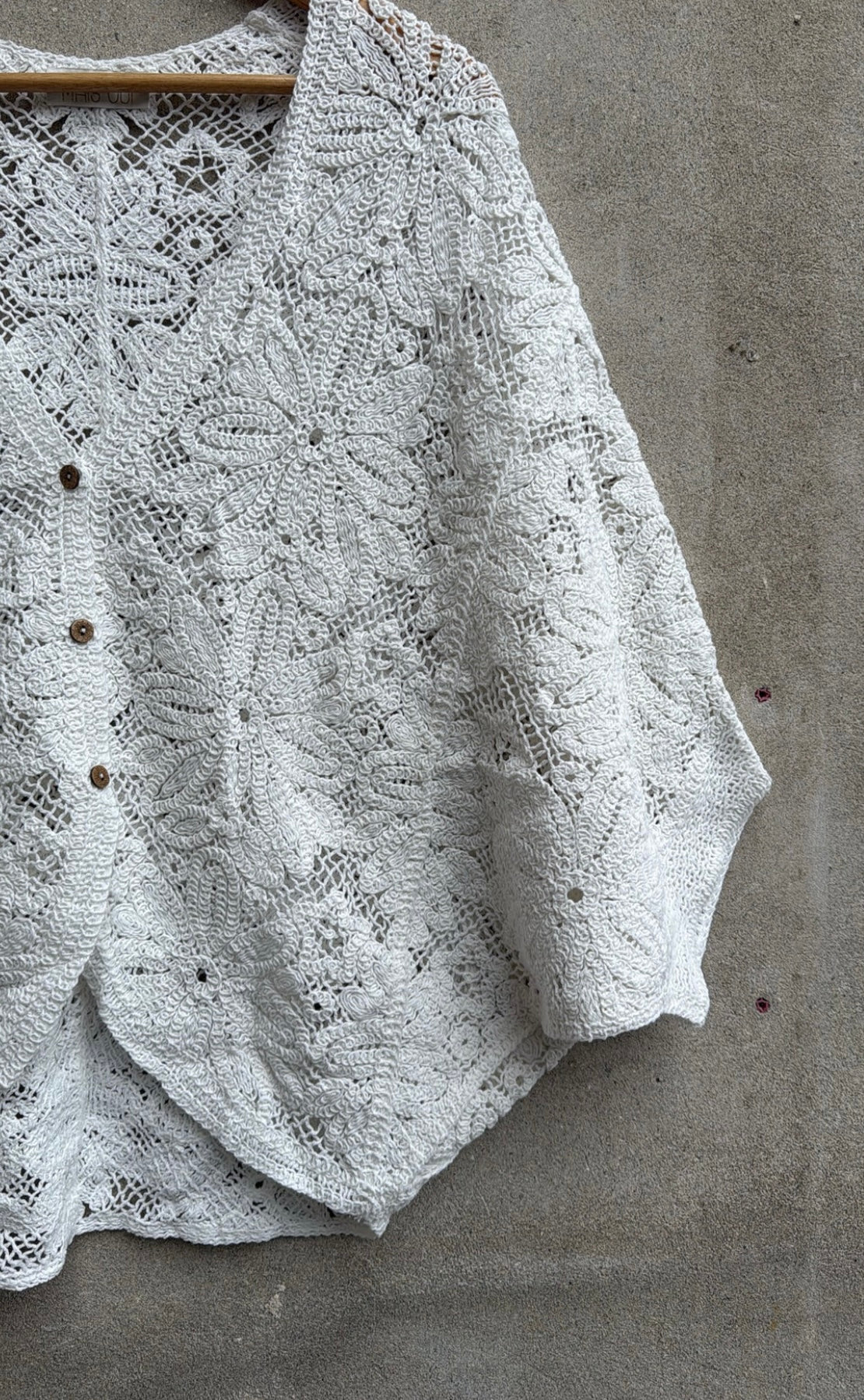 Cardigan Lea crochet bianco