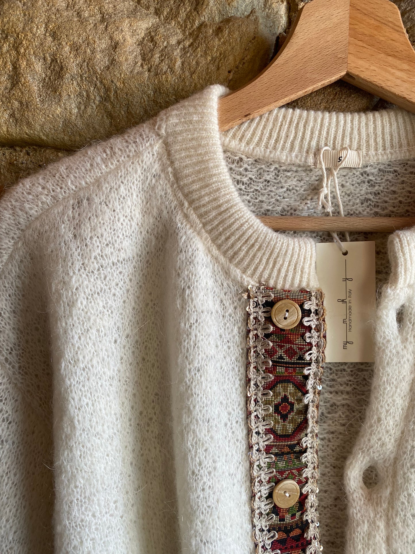 Cardigan Lana e mohair colore latte