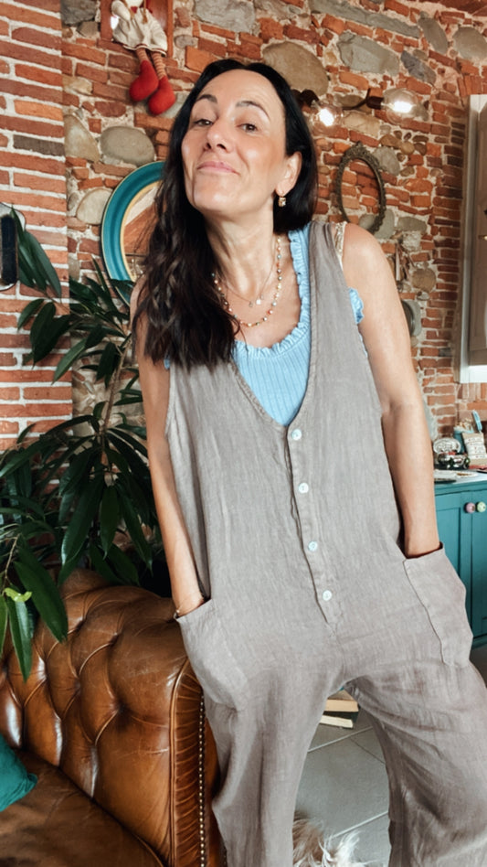 Salopette Jumper Lino colore Mocha Mousse