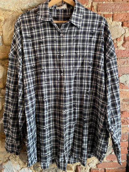 Camicia Mind check black grey