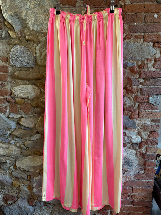 Pantalone Summer crema e rosa bubble