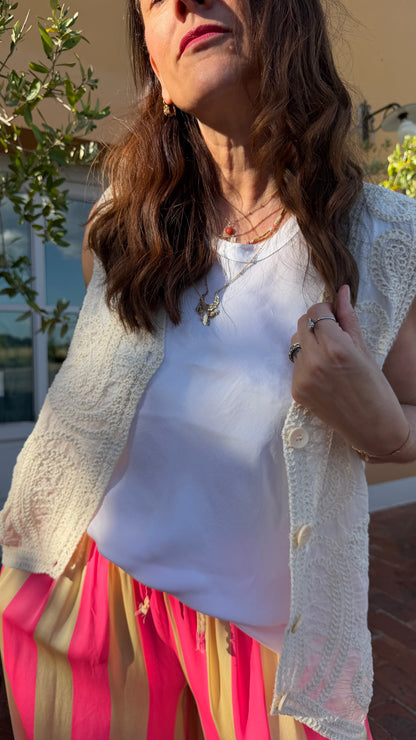 Gilet Crochet panna
