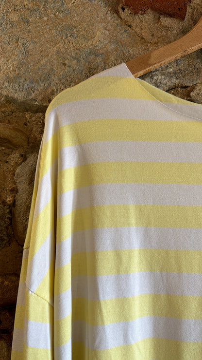 T-shirt Basic riga bianco giallo