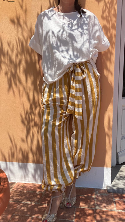 Pantalone Roan righe latte giallo