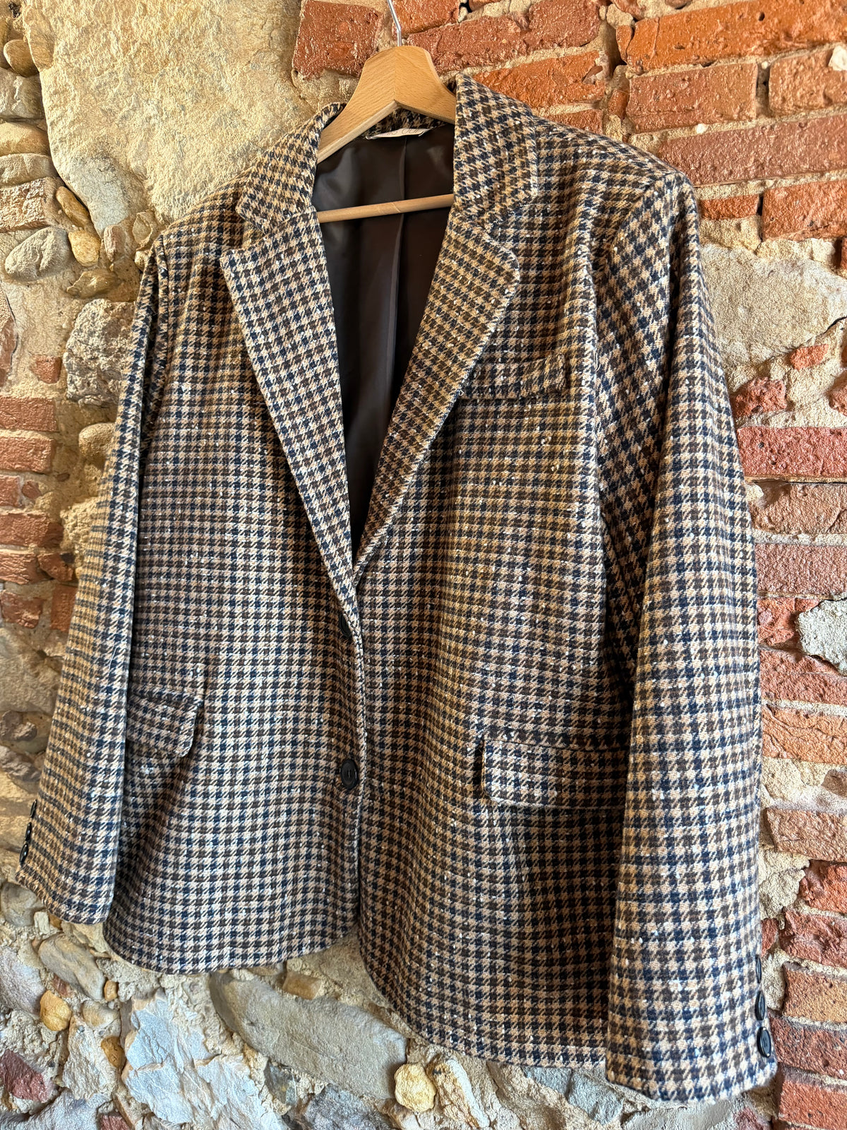 Giacca England pied de poule beige blu marrone