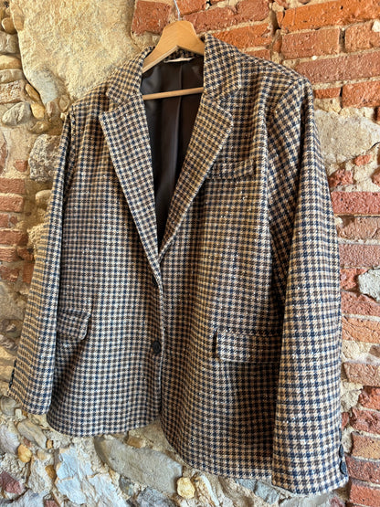 Giacca England pied de poule beige blu marrone