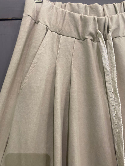 Pantalone palazzo donna in cotone colore sabbia
