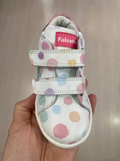 Sneakers in pelle bianca pois colorati