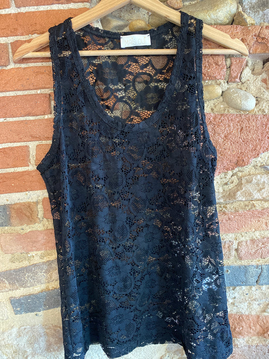 Canotta Macramé pizzo nero