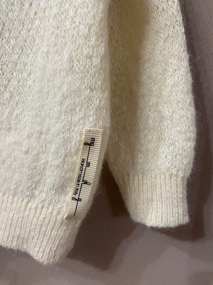 Cardigan in Lana e mohair colore latte