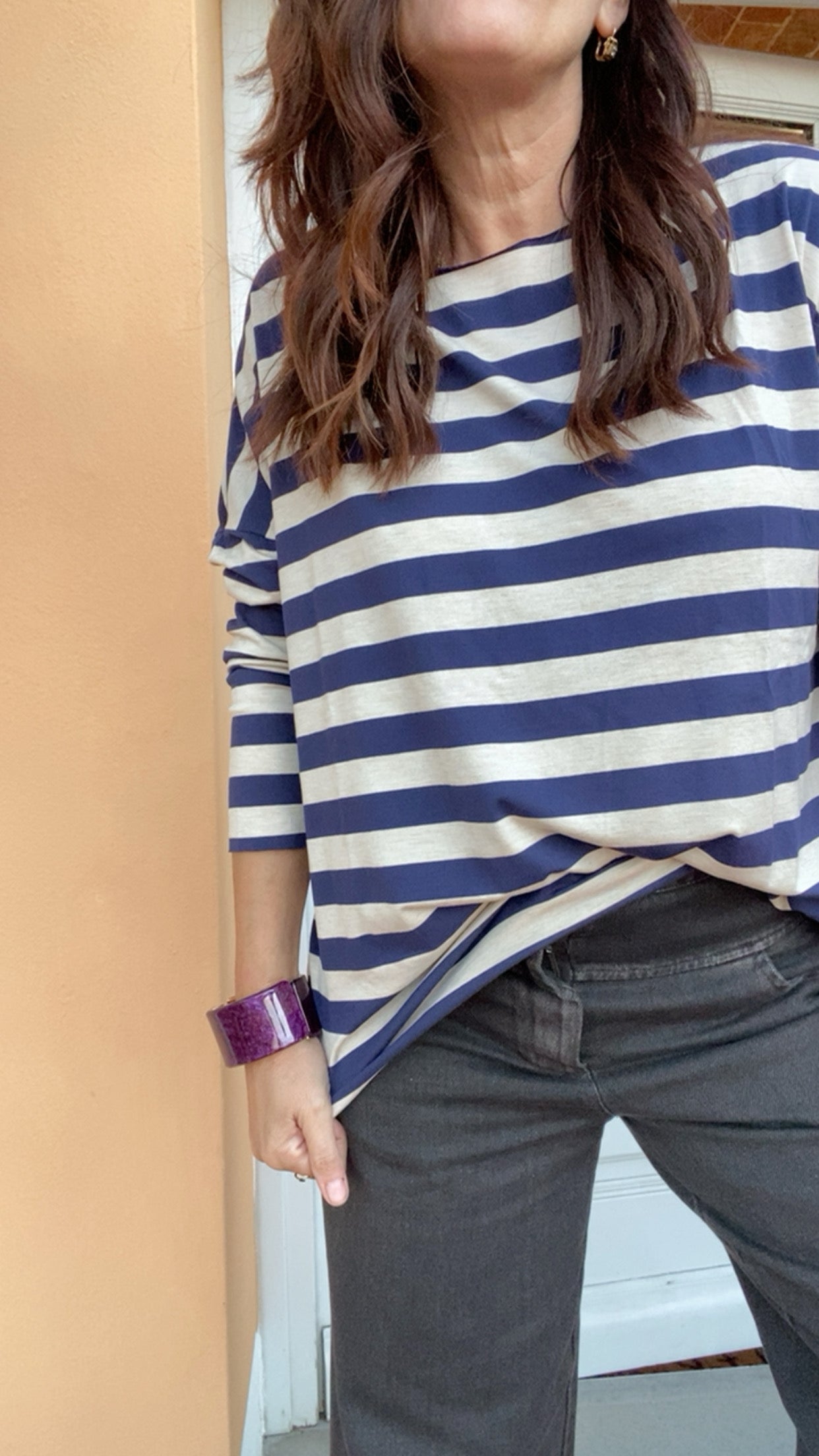 T-shirt Basic riga blu